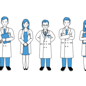 ドクターが5人並んでいるイラスト