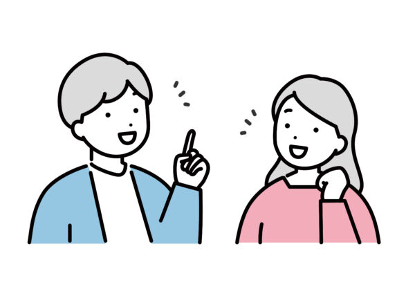 会話をする男女　夫婦　笑顔